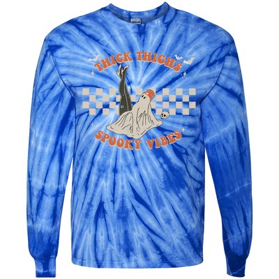 Comfy Fall Season Creep It Real Thick Thights Spooky Vibes Cool Gift Tie-Dye Long Sleeve Shirt