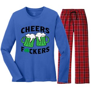 Cheers Fckers St Patricks Day Beer Ing Gift Women's Long Sleeve Flannel Pajama Set 