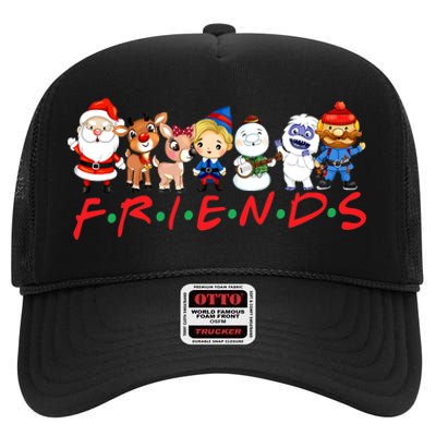 Christmas Friends Santa Rudolph Snowman Family Xmas High Crown Mesh Back Trucker Hat