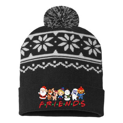 Christmas Friends Santa Rudolph Snowman Family Xmas USA-Made Snowflake Beanie