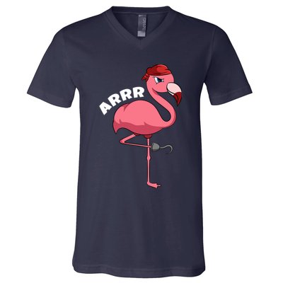 Caribbean Freebooter Sea Thief Girl Flamingo Pirate V-Neck T-Shirt