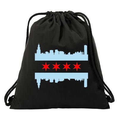 Chicago Flag Skyline Drawstring Bag