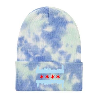 Chicago Flag Skyline Tie Dye 12in Knit Beanie