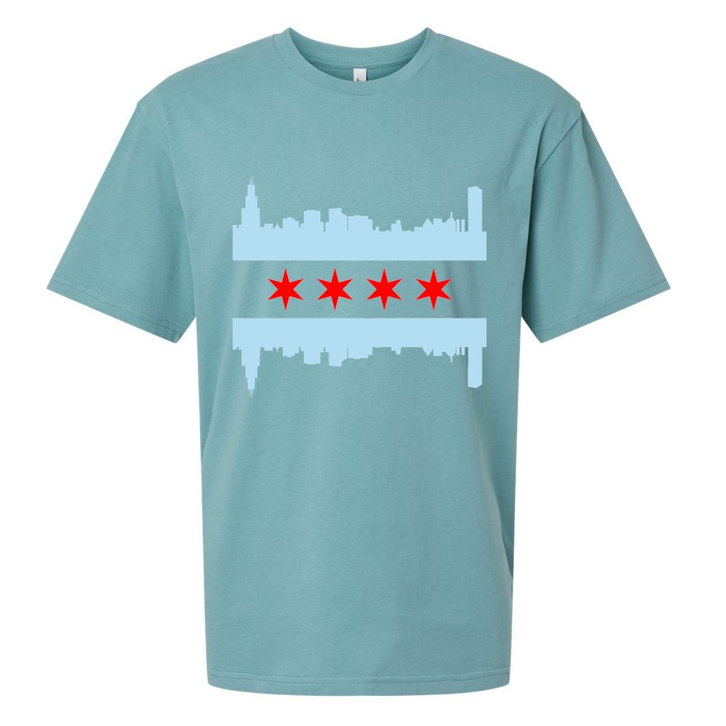 Chicago Flag Skyline Sueded Cloud Jersey T-Shirt
