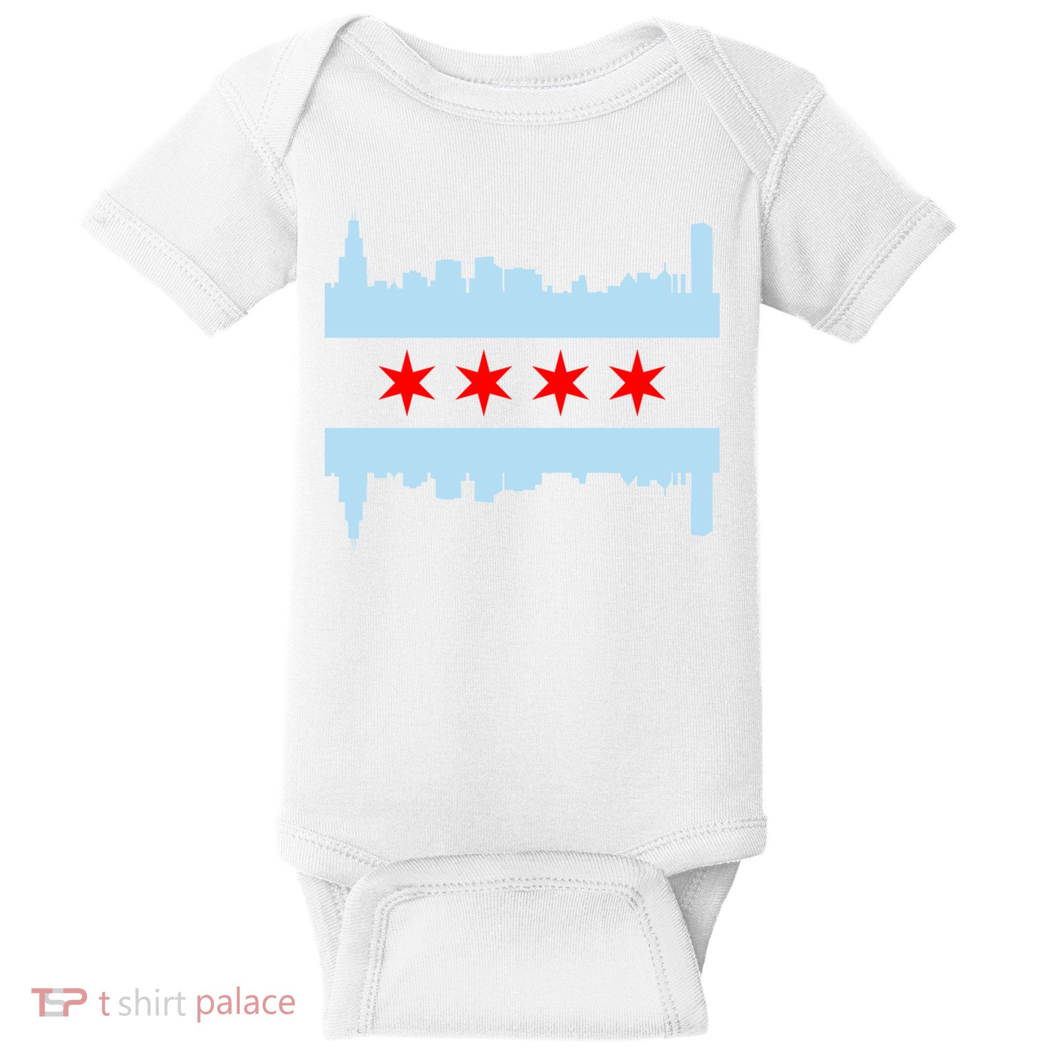 Chicago Flag Skyline Baby Bodysuit