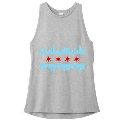 Chicago Flag Skyline Pride Illinois Vintage Ladies PosiCharge Tri-Blend Wicking Tank