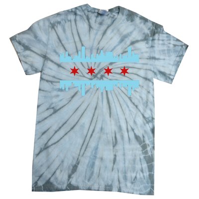 Chicago Flag Skyline Pride Illinois Vintage Tie-Dye T-Shirt