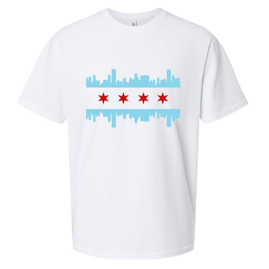Chicago Flag Skyline Pride Illinois Vintage Sueded Cloud Jersey T-Shirt
