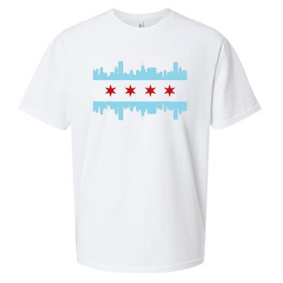 Chicago Flag Skyline Pride Illinois Vintage Sueded Cloud Jersey T-Shirt