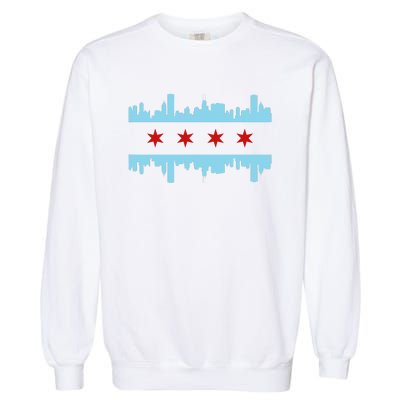 Chicago Flag Skyline Pride Illinois Vintage Garment-Dyed Sweatshirt