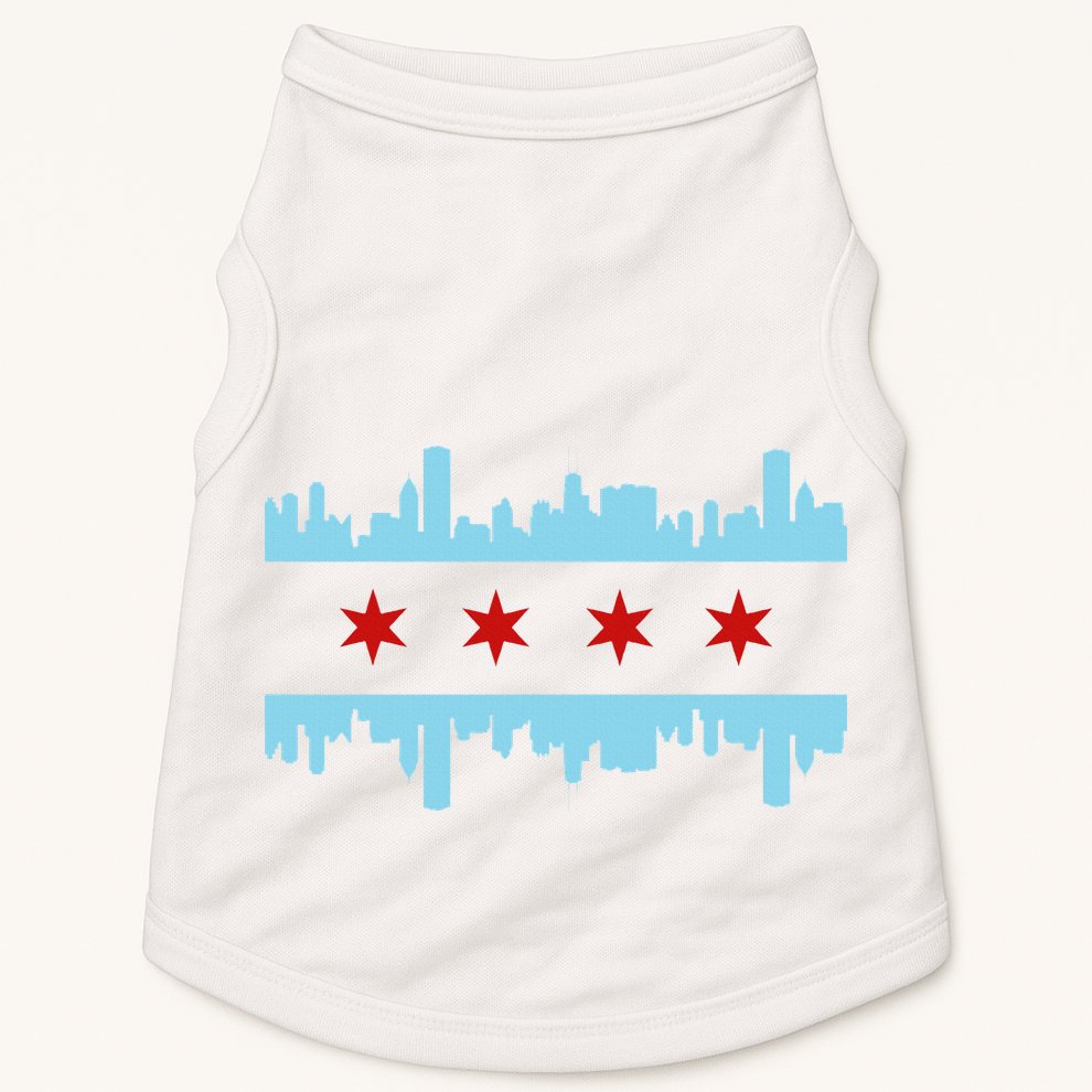 Chicago Flag Skyline Pride Illinois Vintage Doggie Tank