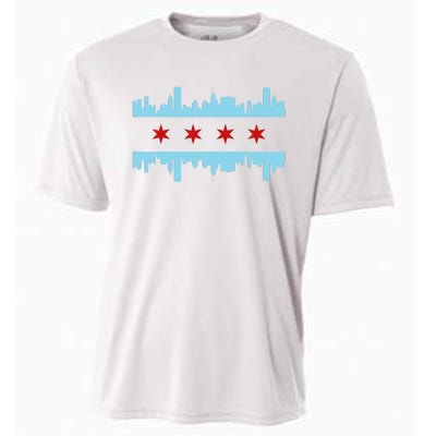 Chicago Flag Skyline Pride Illinois Vintage Cooling Performance Crew T-Shirt