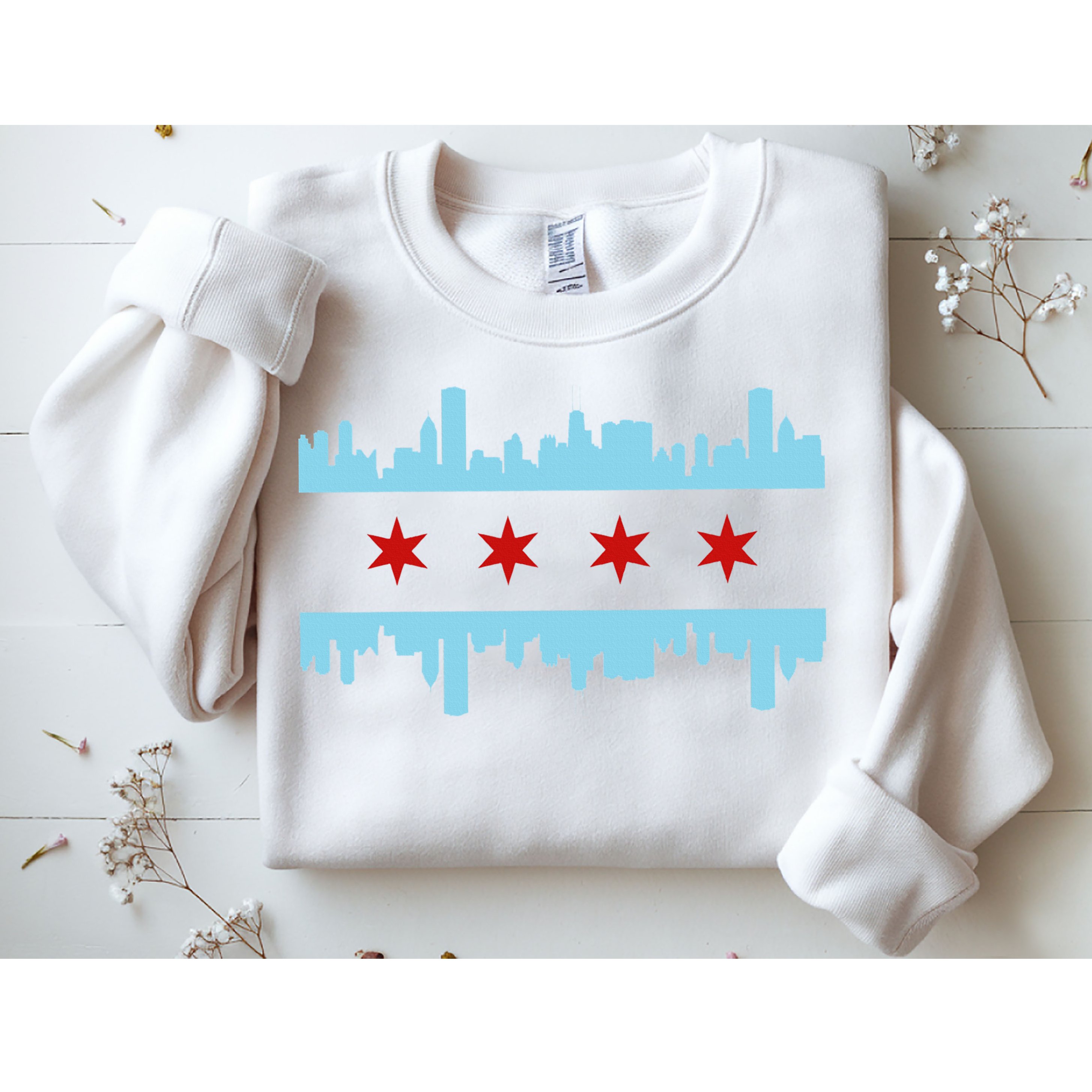 Chicago Flag Skyline Pride Illinois Vintage Sweatshirt