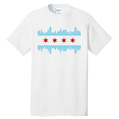 Chicago Flag Skyline Pride Illinois Vintage Tall T-Shirt