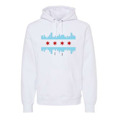 Chicago Flag Skyline Pride Illinois Vintage Premium Hoodie