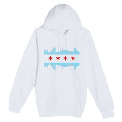 Chicago Flag Skyline Pride Illinois Vintage Premium Pullover Hoodie