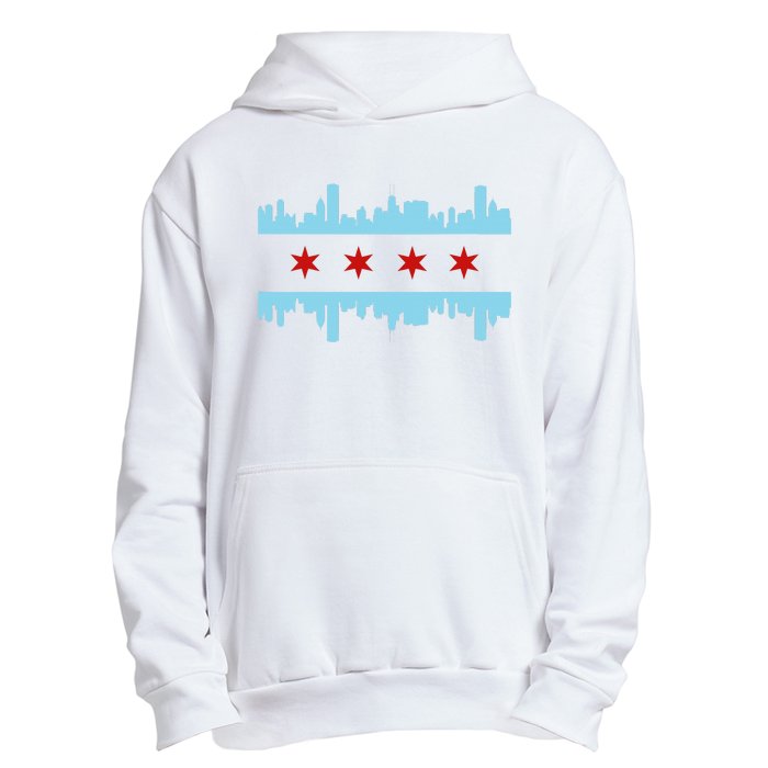 Chicago Flag Skyline Pride Illinois Vintage Urban Pullover Hoodie