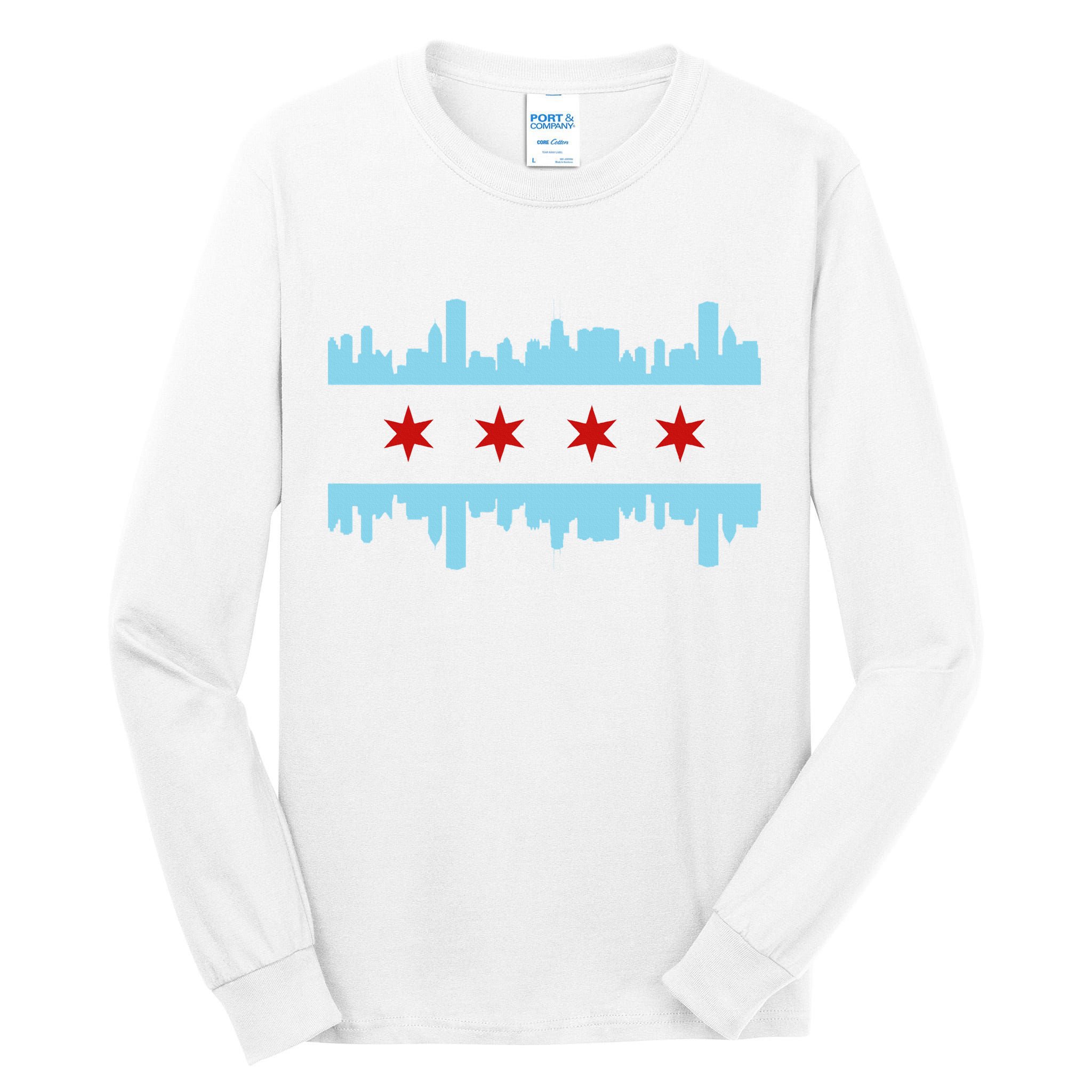 Chicago Flag Skyline Pride Illinois Vintage Tall Long Sleeve T-Shirt