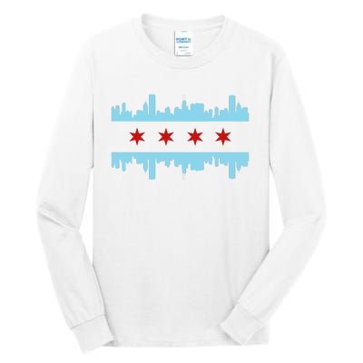 Chicago Flag Skyline Pride Illinois Vintage Tall Long Sleeve T-Shirt