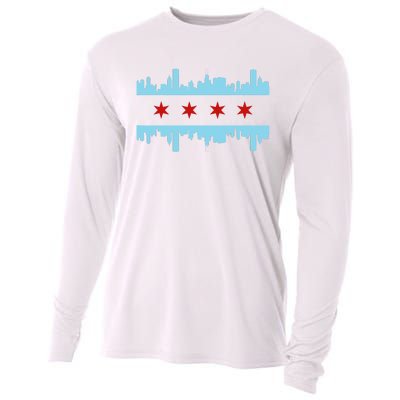 Chicago Flag Skyline Pride Illinois Vintage Cooling Performance Long Sleeve Crew