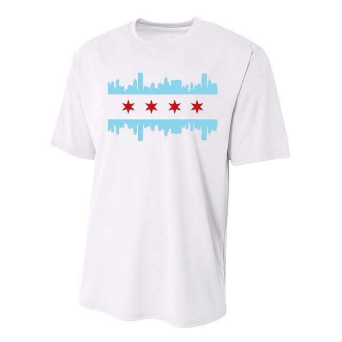 Chicago Flag Skyline Pride Illinois Vintage Performance Sprint T-Shirt