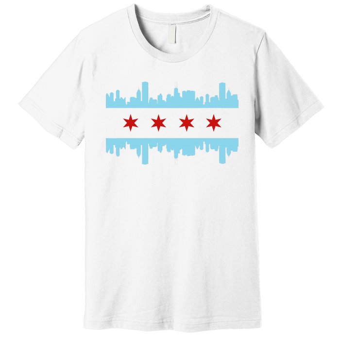 Chicago Flag Skyline Pride Illinois Vintage Premium T-Shirt