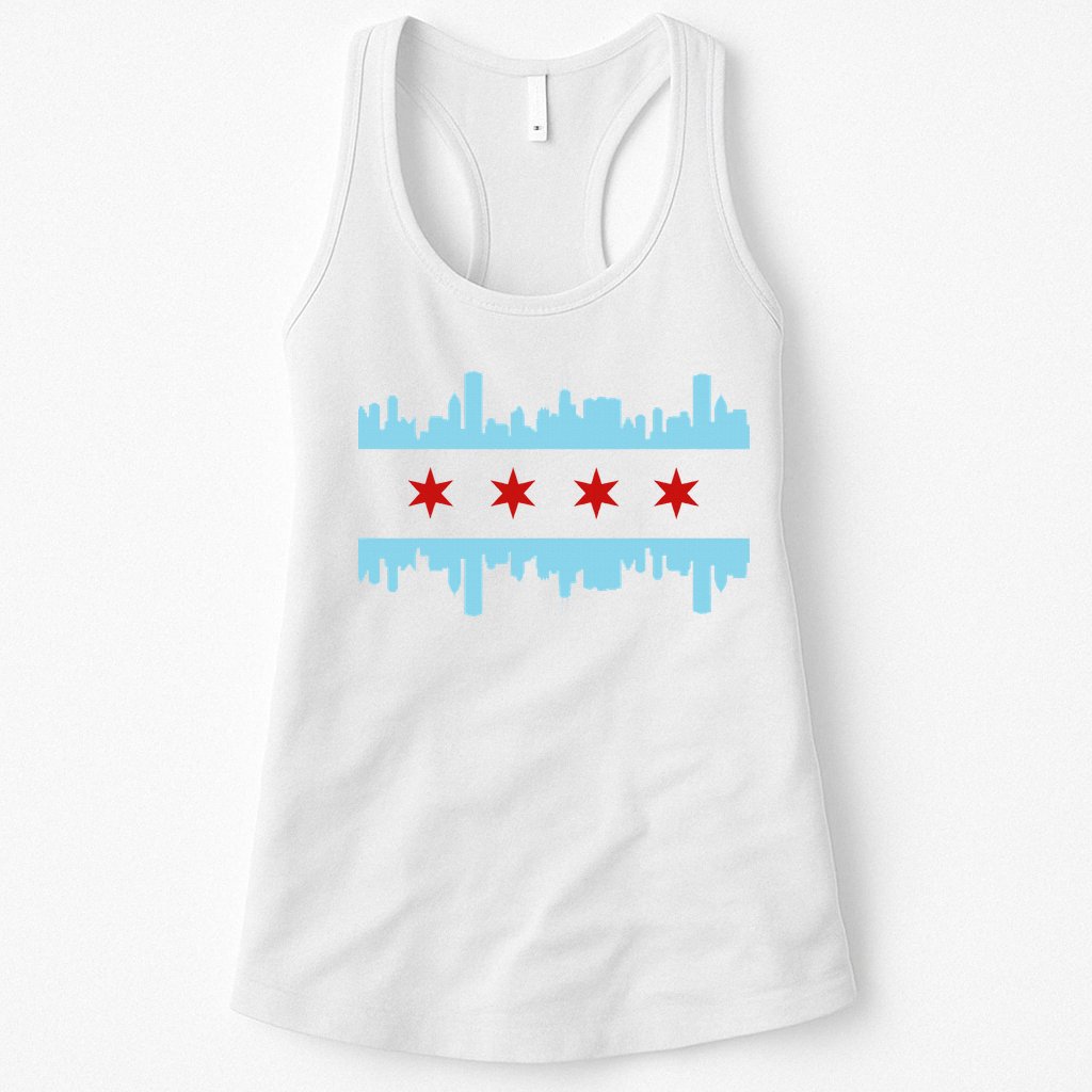 Chicago Flag Skyline Pride Illinois Vintage Womens Tank Top
