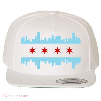 Chicago Flag Skyline Pride Illinois Vintage Wool Snapback Cap