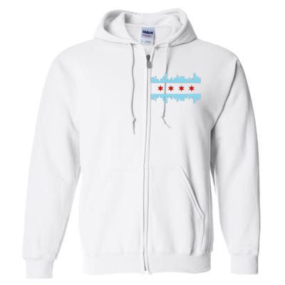 Chicago Flag Skyline Pride Illinois Vintage Full Zip Hoodie