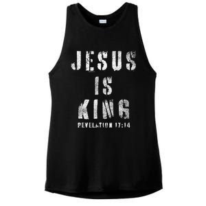 Christianity Faith Savior Almighty Lord Jesus Is King Ladies PosiCharge Tri-Blend Wicking Tank