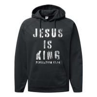 Christianity Faith Savior Almighty Lord Jesus Is King Performance Fleece Hoodie