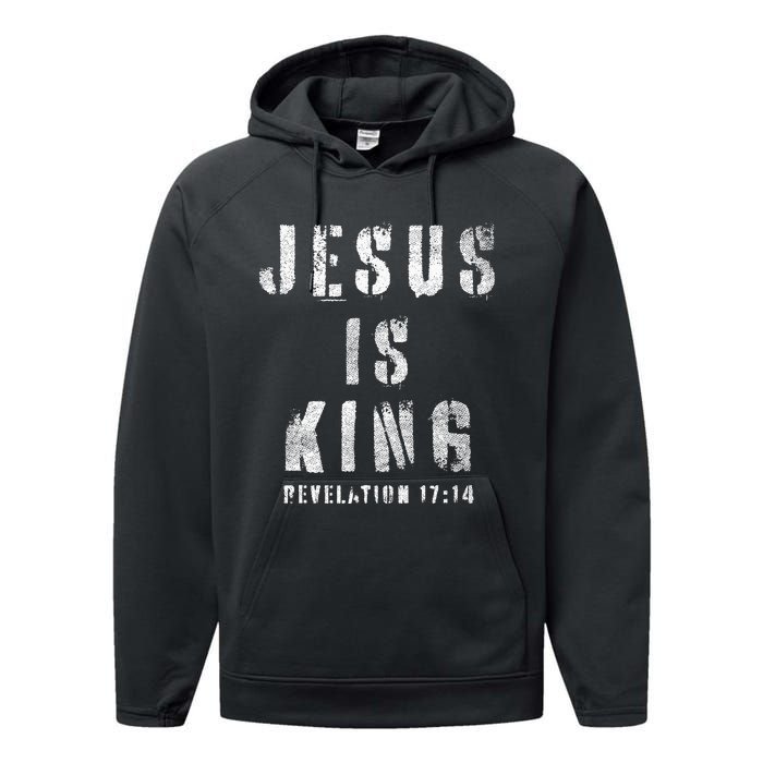 Christianity Faith Savior Almighty Lord Jesus Is King Performance Fleece Hoodie