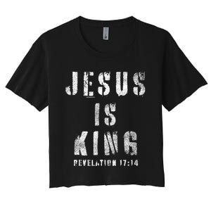 Christianity Faith Savior Almighty Lord Jesus Is King Women's Crop Top Tee