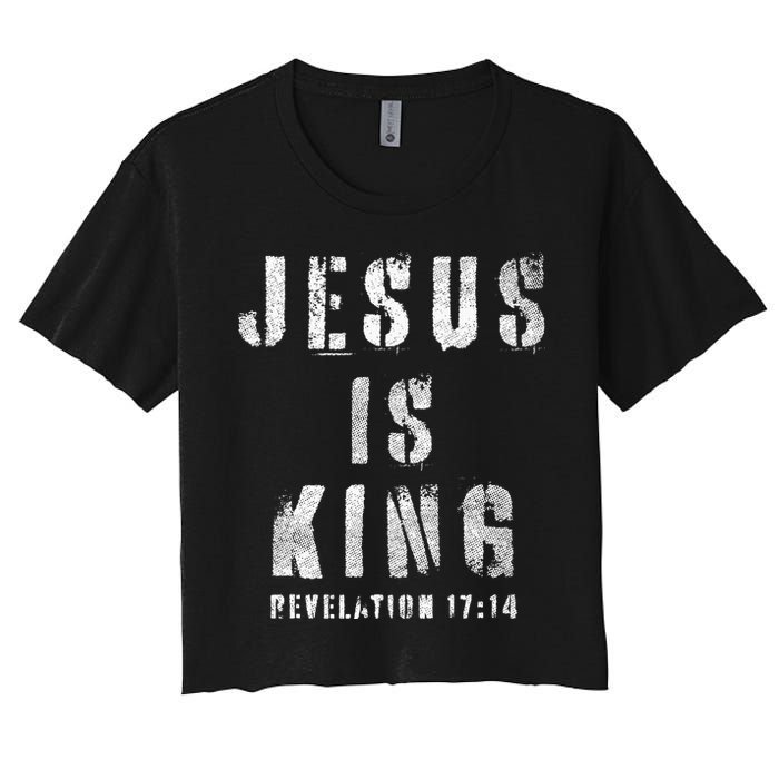 Christianity Faith Savior Almighty Lord Jesus Is King Women's Crop Top Tee