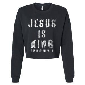 Christianity Faith Savior Almighty Lord Jesus Is King Cropped Pullover Crew