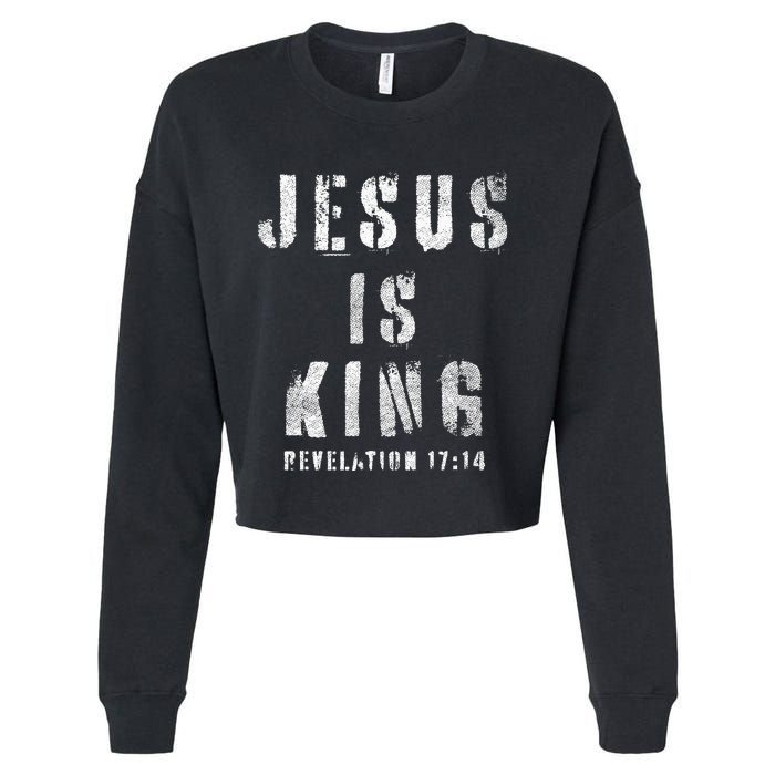 Christianity Faith Savior Almighty Lord Jesus Is King Cropped Pullover Crew