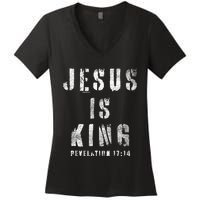 Christianity Faith Savior Almighty Lord Jesus Is King Women's V-Neck T-Shirt