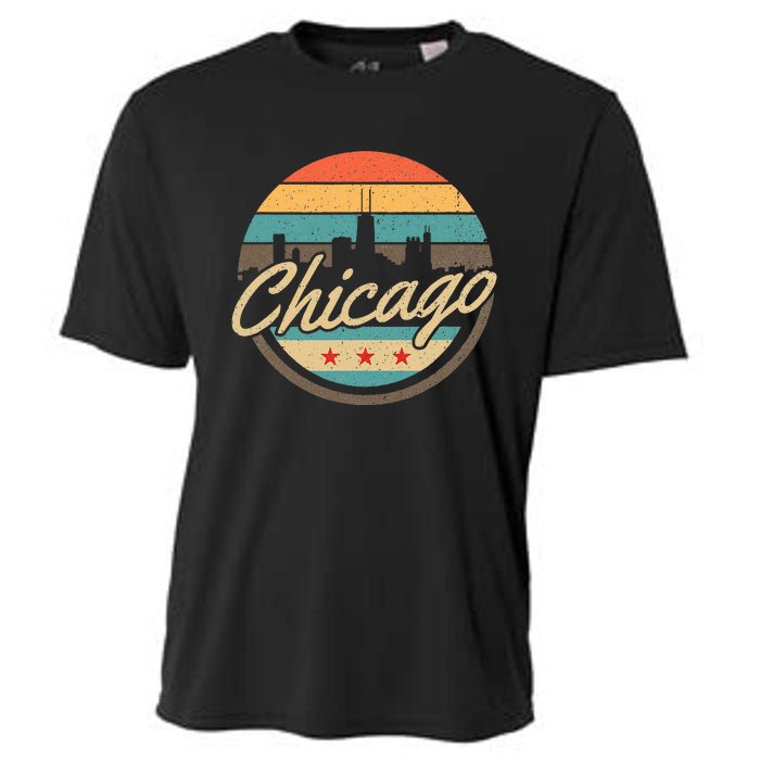 Chicago Flag Skyline Vintage Illinois Usa Souvenir Cooling Performance Crew T-Shirt