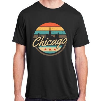 Chicago Flag Skyline Vintage Illinois Usa Souvenir Adult ChromaSoft Performance T-Shirt