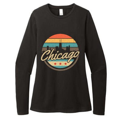 Chicago Flag Skyline Vintage Illinois Usa Souvenir Womens CVC Long Sleeve Shirt