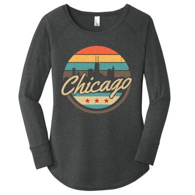 Chicago Flag Skyline Vintage Illinois Usa Souvenir Women's Perfect Tri Tunic Long Sleeve Shirt