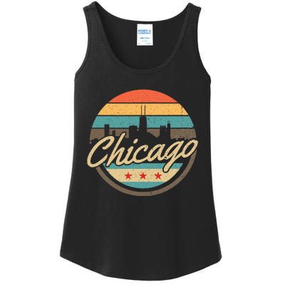 Chicago Flag Skyline Vintage Illinois Usa Souvenir Ladies Essential Tank