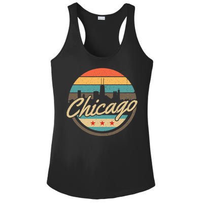 Chicago Flag Skyline Vintage Illinois Usa Souvenir Ladies PosiCharge Competitor Racerback Tank