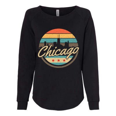 Chicago Flag Skyline Vintage Illinois Usa Souvenir Womens California Wash Sweatshirt