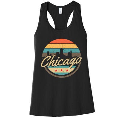 Chicago Flag Skyline Vintage Illinois Usa Souvenir Women's Racerback Tank