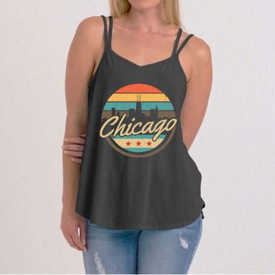 Chicago Flag Skyline Vintage Illinois Usa Souvenir Women's Strappy Tank