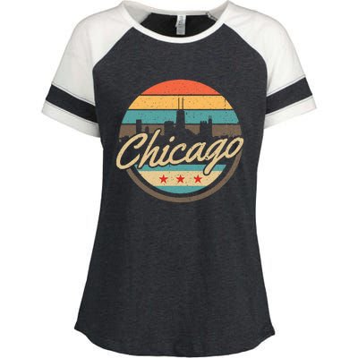 Chicago Flag Skyline Vintage Illinois Usa Souvenir Enza Ladies Jersey Colorblock Tee