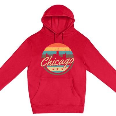 Chicago Flag Skyline Vintage Illinois Usa Souvenir Premium Pullover Hoodie