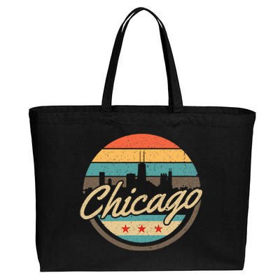 Chicago Flag Skyline Vintage Illinois Usa Souvenir Cotton Canvas Jumbo Tote