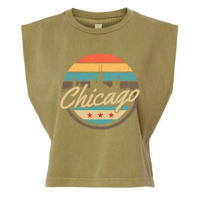 Chicago Flag Skyline Vintage Illinois Usa Souvenir Garment-Dyed Women's Muscle Tee